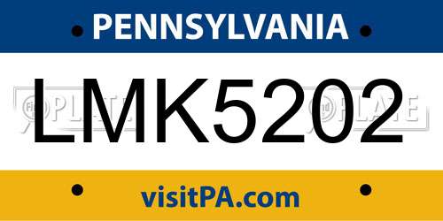 LMK5202 Pennsylvania License Plate
