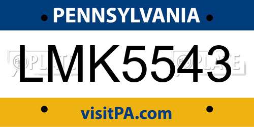 LMK5543 Pennsylvania License Plate