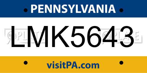 LMK5643 Pennsylvania License Plate