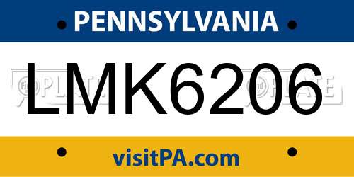 LMK6206 Pennsylvania License Plate