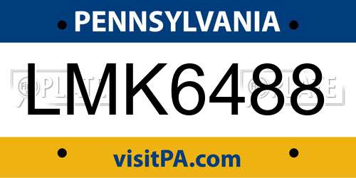 LMK6488 Pennsylvania License Plate