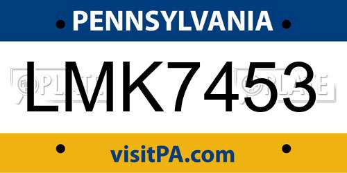 LMK7453 Pennsylvania License Plate