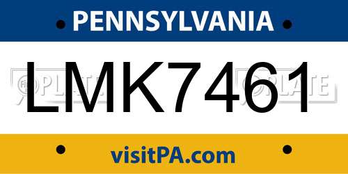 LMK7461 Pennsylvania License Plate