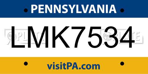 LMK7534 Pennsylvania License Plate