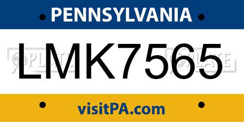 LMK7565 Pennsylvania License Plate