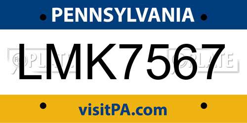 LMK7567 Pennsylvania License Plate