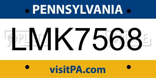 LMK7568 Pennsylvania License Plate