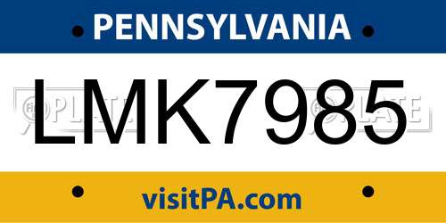 LMK7985 Pennsylvania License Plate