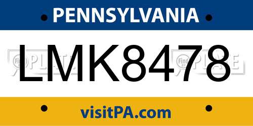 LMK8478 Pennsylvania License Plate