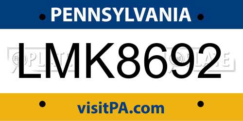 LMK8692 Pennsylvania License Plate