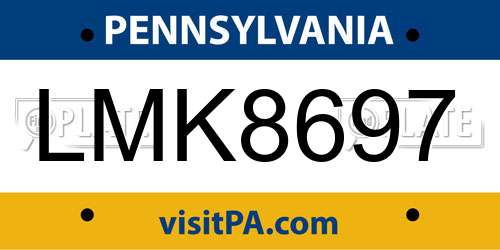 LMK8697 Pennsylvania License Plate
