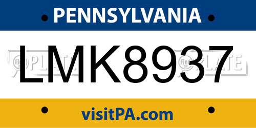LMK8937 Pennsylvania License Plate