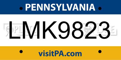 LMK9823 Pennsylvania License Plate