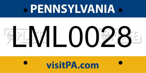 LML0028 Pennsylvania License Plate