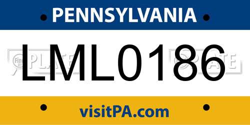 LML0186 Pennsylvania License Plate