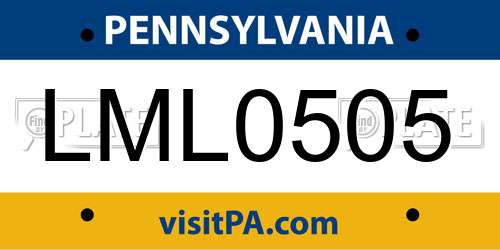 LML0505 Pennsylvania License Plate