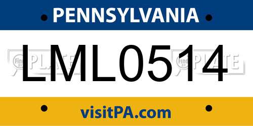 LML0514 Pennsylvania License Plate