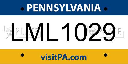 LML1029 Pennsylvania License Plate