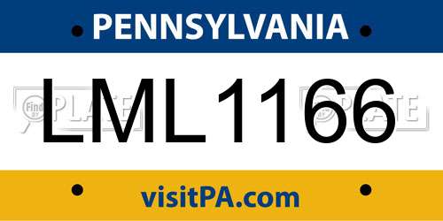 LML1166 Pennsylvania License Plate