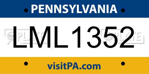 LML1352 Pennsylvania License Plate