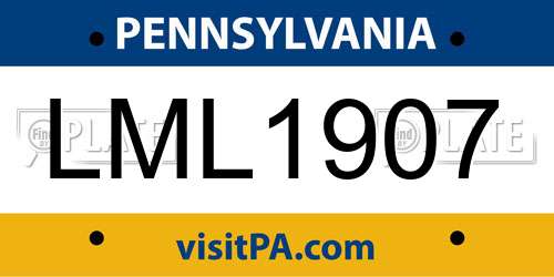 LML1907 Pennsylvania License Plate