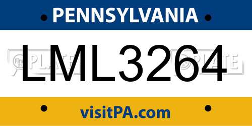 LML3264 Pennsylvania License Plate