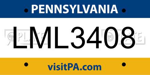 LML3408 Pennsylvania License Plate