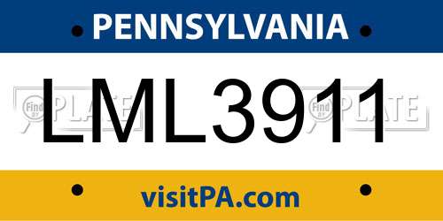 LML3911 Pennsylvania License Plate
