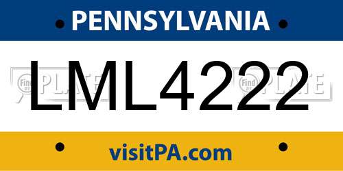 LML4222 Pennsylvania License Plate