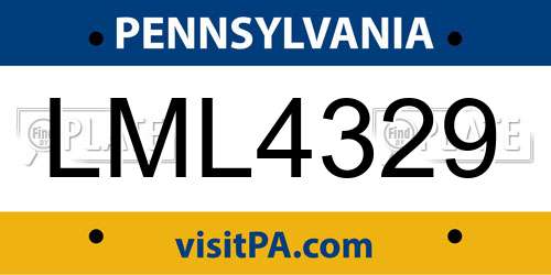 LML4329 Pennsylvania License Plate