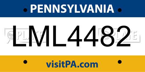 LML4482 Pennsylvania License Plate