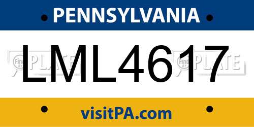 LML4617 Pennsylvania License Plate