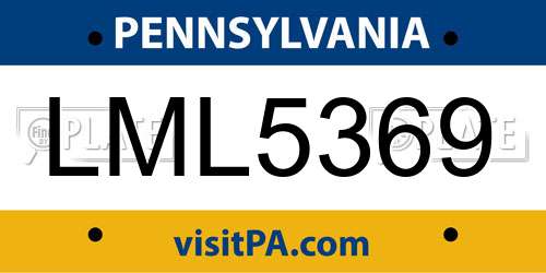 LML5369 Pennsylvania License Plate