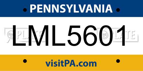 LML5601 Pennsylvania License Plate