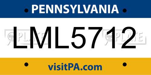 LML5712 Pennsylvania License Plate