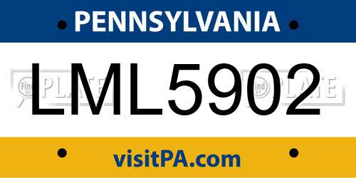 LML5902 Pennsylvania License Plate