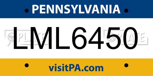 LML6450 Pennsylvania License Plate