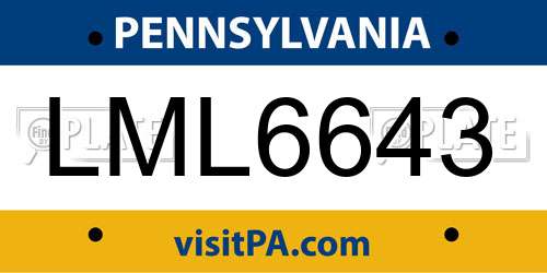 LML6643 Pennsylvania License Plate