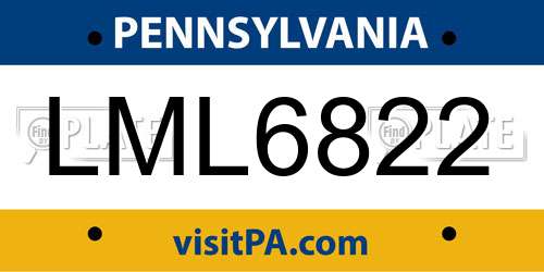 LML6822 Pennsylvania License Plate