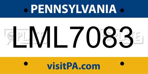 LML7083 Pennsylvania License Plate