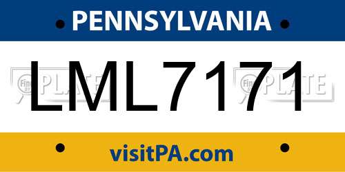 LML7171 Pennsylvania License Plate