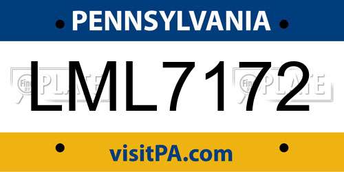 LML7172 Pennsylvania License Plate