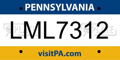 LML7312 Pennsylvania License Plate