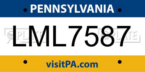 LML7587 Pennsylvania License Plate