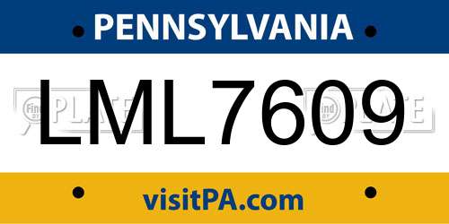 LML7609 Pennsylvania License Plate