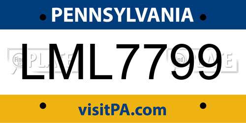 LML7799 Pennsylvania License Plate