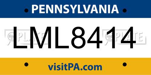 LML8414 Pennsylvania License Plate