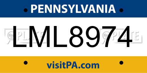 LML8974 Pennsylvania License Plate