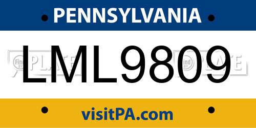 LML9809 Pennsylvania License Plate