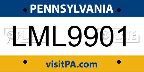 LML9901 Pennsylvania License Plate